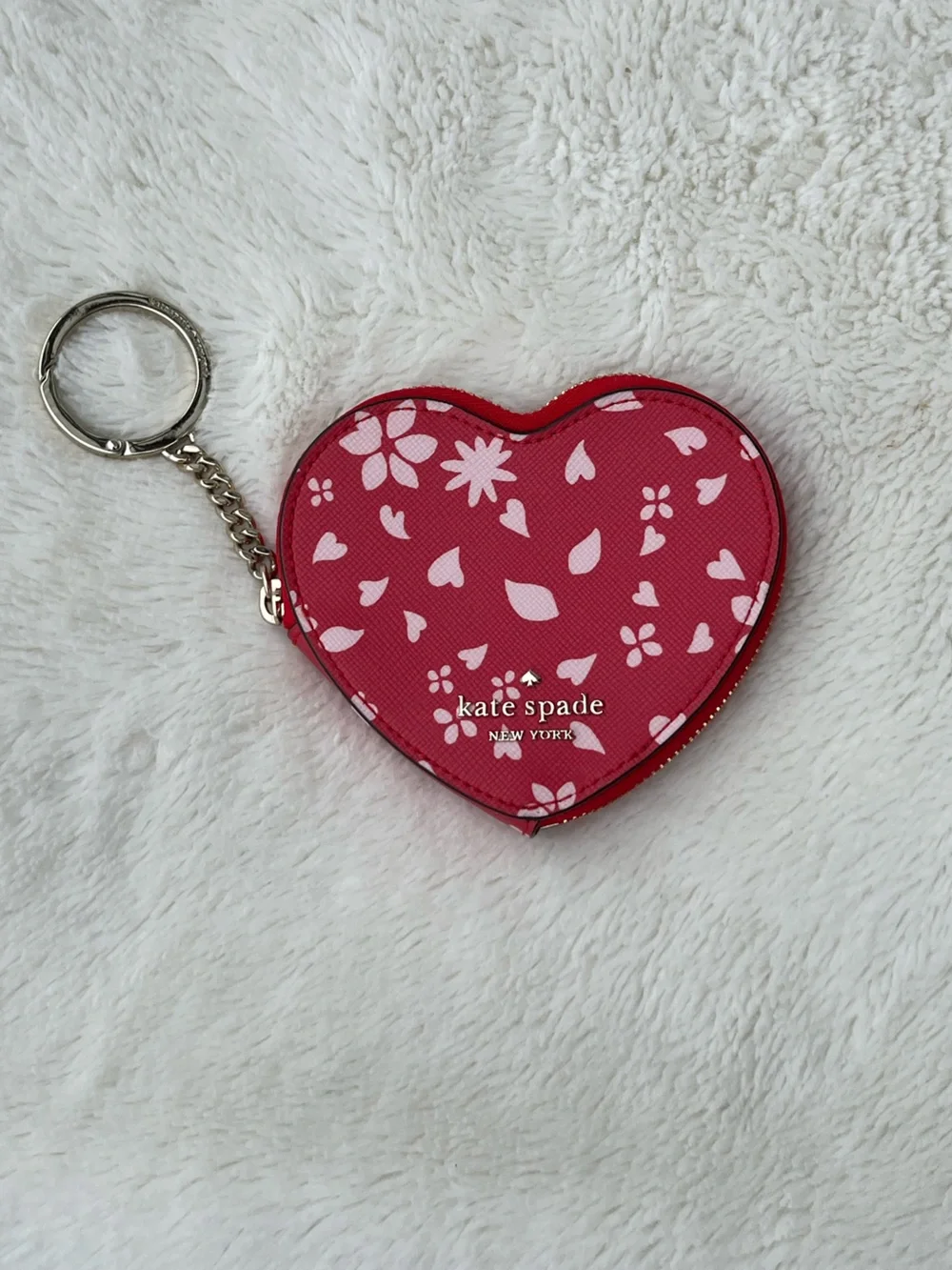 NWOT Kate Spade red and light pink heart coin pouch key fob/coin purse - Picture 10 of 10